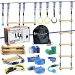 Gentle Booms Sports Ninja Warrior Line Obstacle Course Kit Monkey Bar Kit 56 Foo