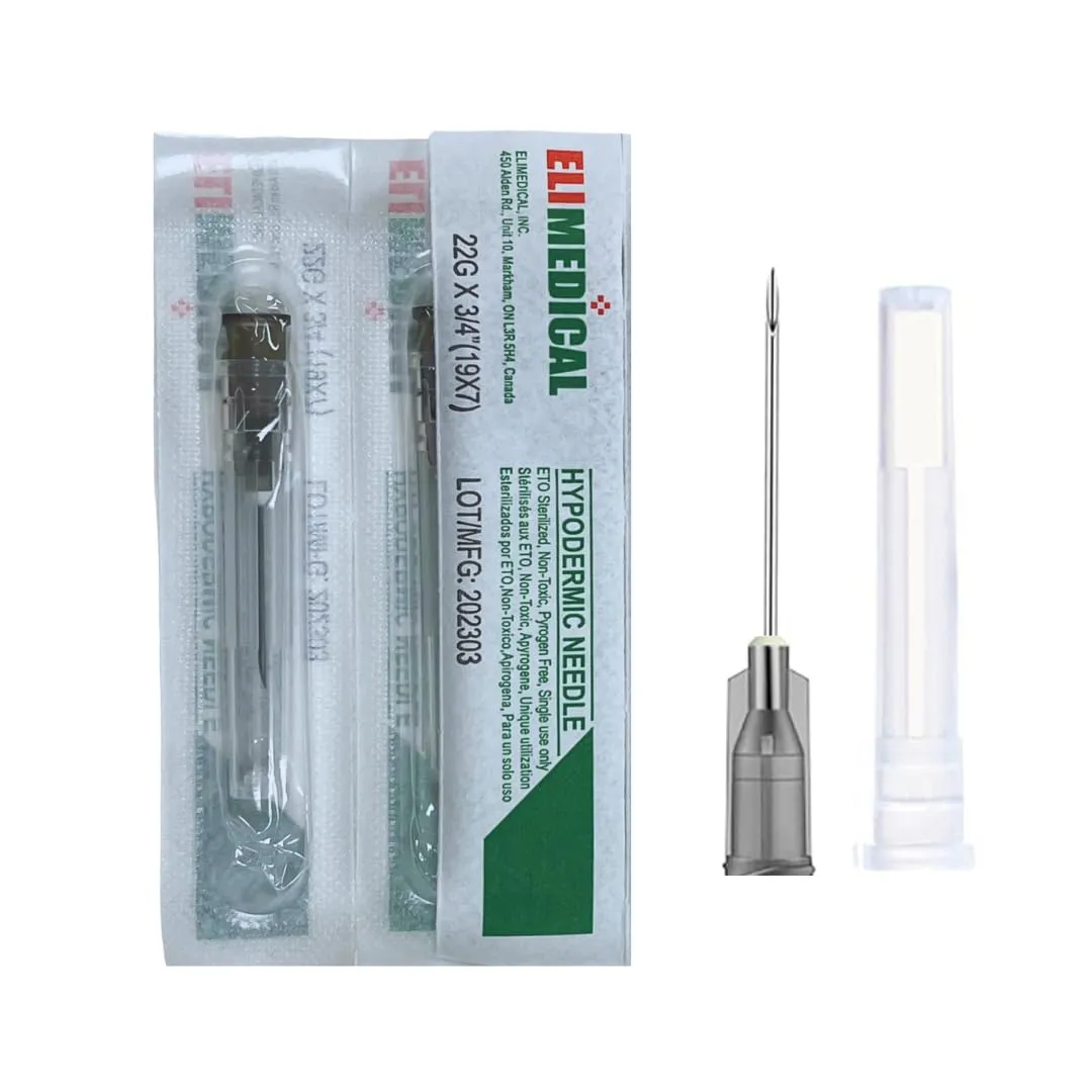 Elimedical Veterinary Hypodermic Needle Poly Hub 22g x 3/4 inch