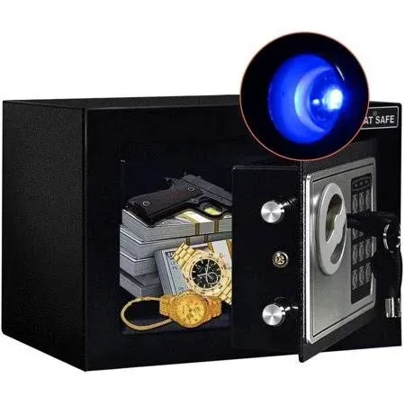 Safe Box with Induction Light,Electron<wbr/>ic 0.23 Cubic Feet with Light Black