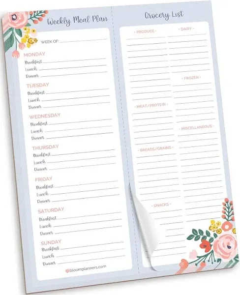 Bloom Daily Planner Weekly Meal Planning Pad