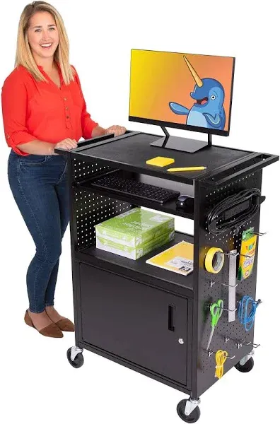 Stellar AV Cart | Customizable Mobile Workstation with Pegboard Hooks