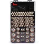 ELITRA HOME Battery Storage Organizer Case, Holds 104 Batteries AA AAA C D 9V Button, Includes LCD Battery Tester Clear