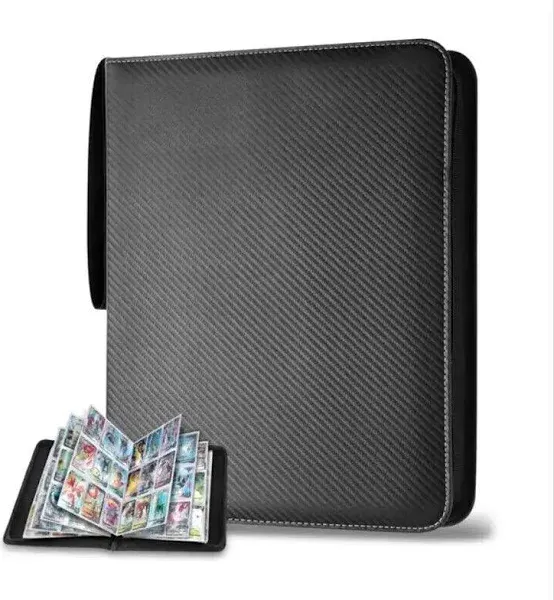 Portable Trading Card Binder - 900 Pockets - Zipper Closure - Baseball, Football