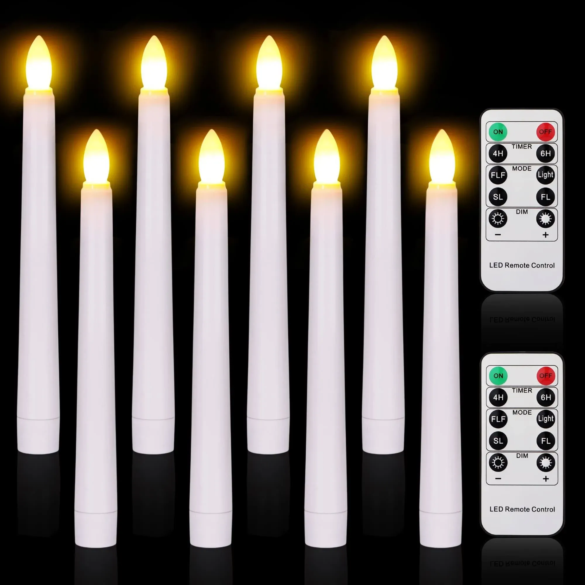 FPOO 7.9 Inch Christmas Flameless Taper Candles