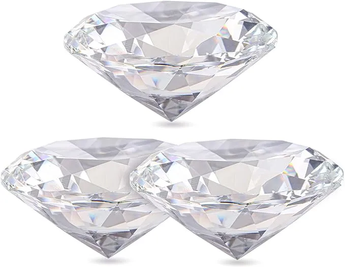 Jucoan 3 Pack 80 mm/3.15 Inch Crystal Diamond Paperweight, Clear K9 Sparking Glass Diamond Jewels Wedding Decorations Table Centerpieces Home Decor