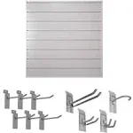 CrownWall BD644DVG10-K 6 in. x 4 ft. x 4 ft. PVC Slatwall Starter Bundle with Locking Hook Kit Dove Grey - 10 Piece