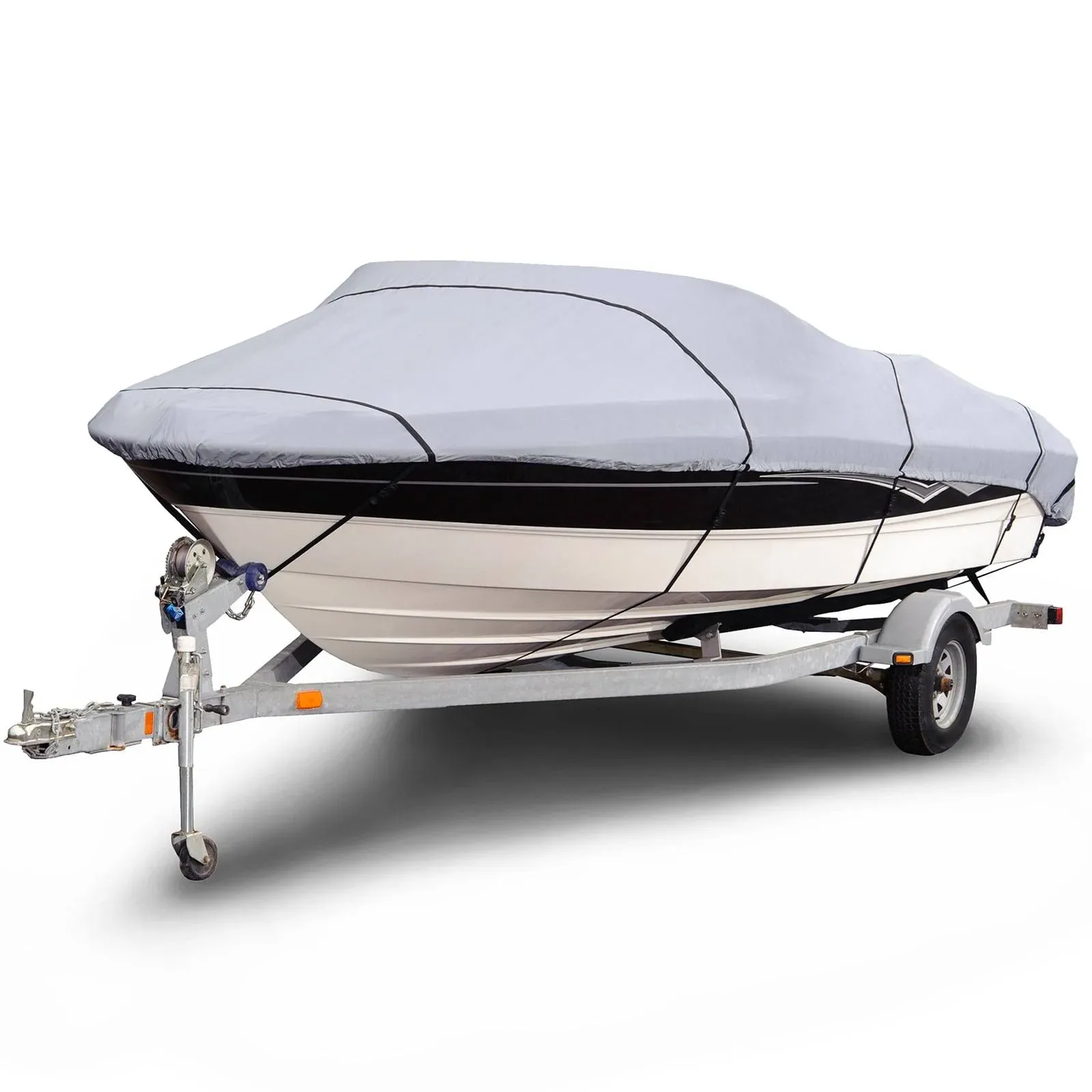 Budge Gray 12ft To 14ft 1200 Denier V-Hull Fishing Boat Cover