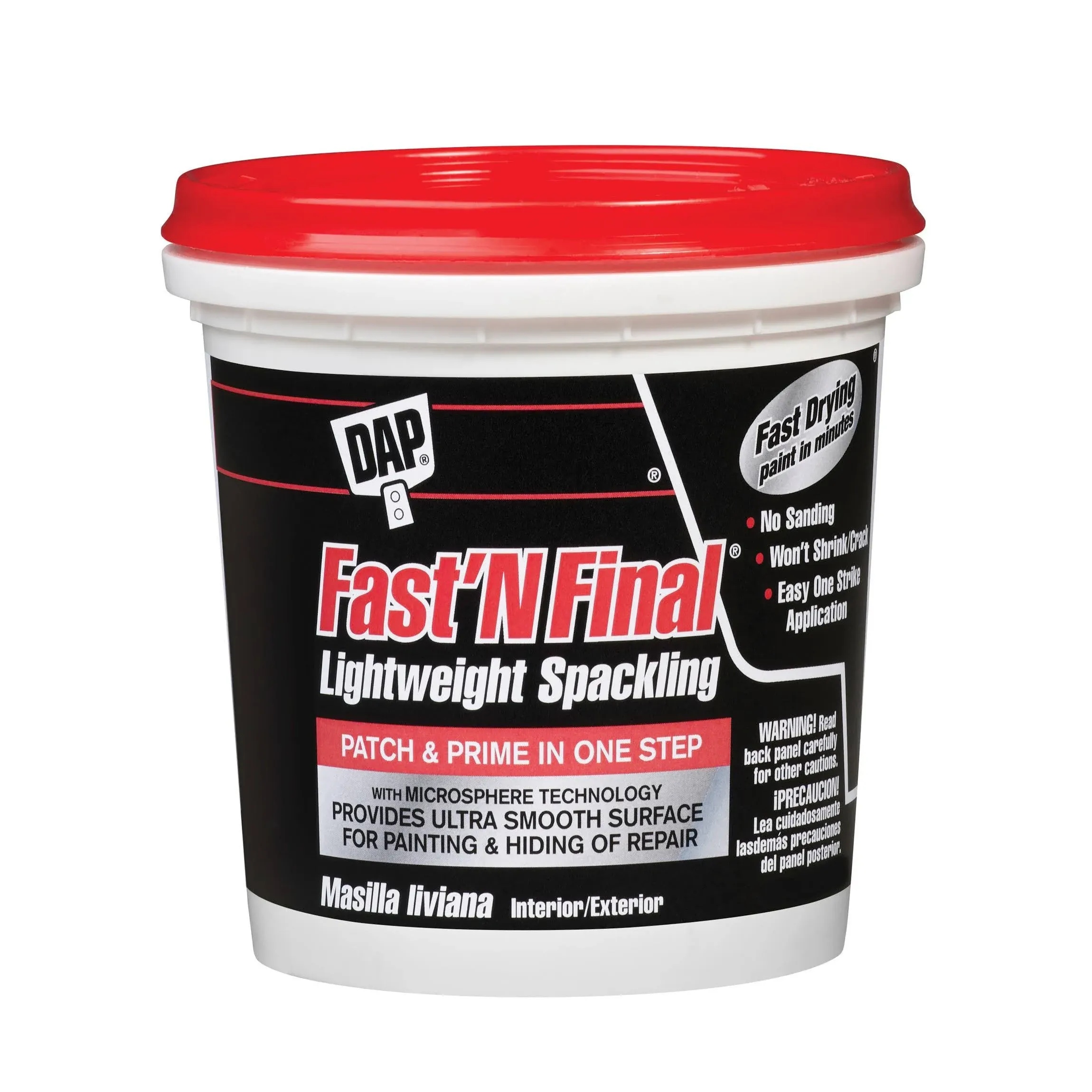 Dap 12141 Fast 'n Final Interior/Exterior Lightweight Spackling (RTU) - White Pint