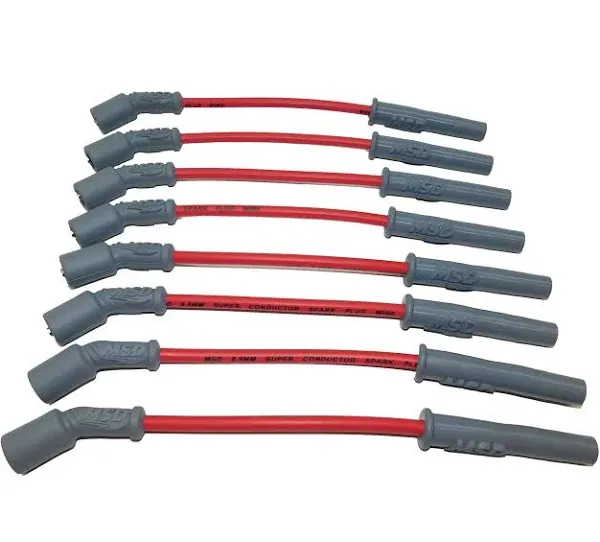 Spark Plug Wire Set - Super Conductor - Spiral Core - 8.5 mm - Red - Straight Plug Boots - Socket Style - GM LS-Series - Kit