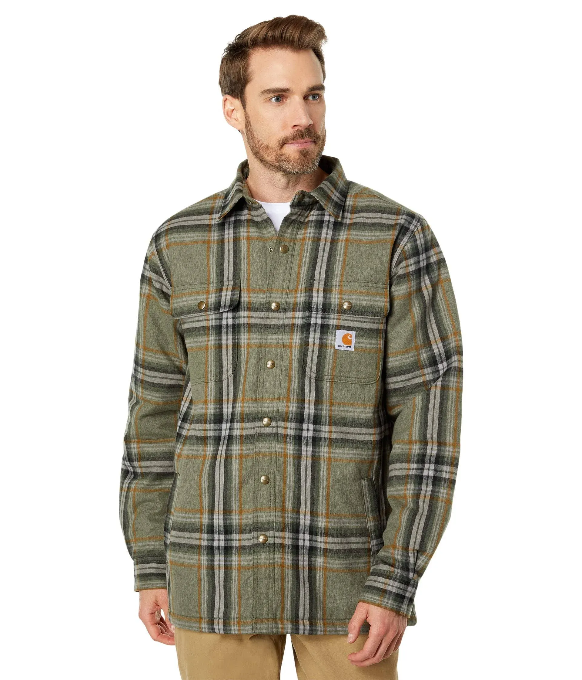 Carhartt Men's 105430 Relaxed Fit Flannel Sherpa-Lined Shirt Jac