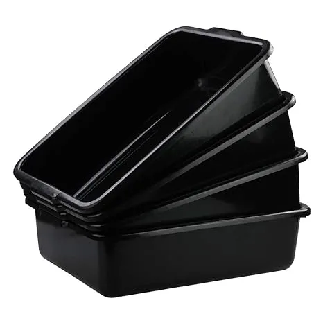 Zerdyne 4-Pack Large Plastic Bus Box, 23 L Plastic Commercial Tote Box Bus Tubs ...