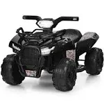 Costway 6V Kids ATV Quad Electric Ride On Car Toy Toddler with LED Light MP3 Black