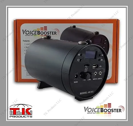 VoiceBooster Voice Amplifier & Mp3 Player & FM Radio 25watts Black MR-AK38 by TK Products,Portable, for Teachers, Coaches, Tour Guides, Presentations, Costumes, Etc.