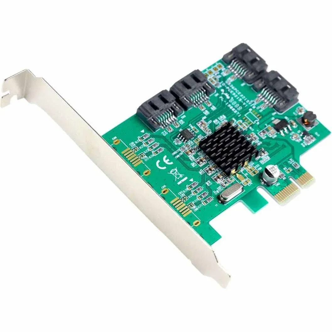 I/O Crest 4 Port SATA III PCI-e 2.0 x1 Controller Card Marvell 9215 Non-Raid with Low Profile Bracket SI-PEX40064