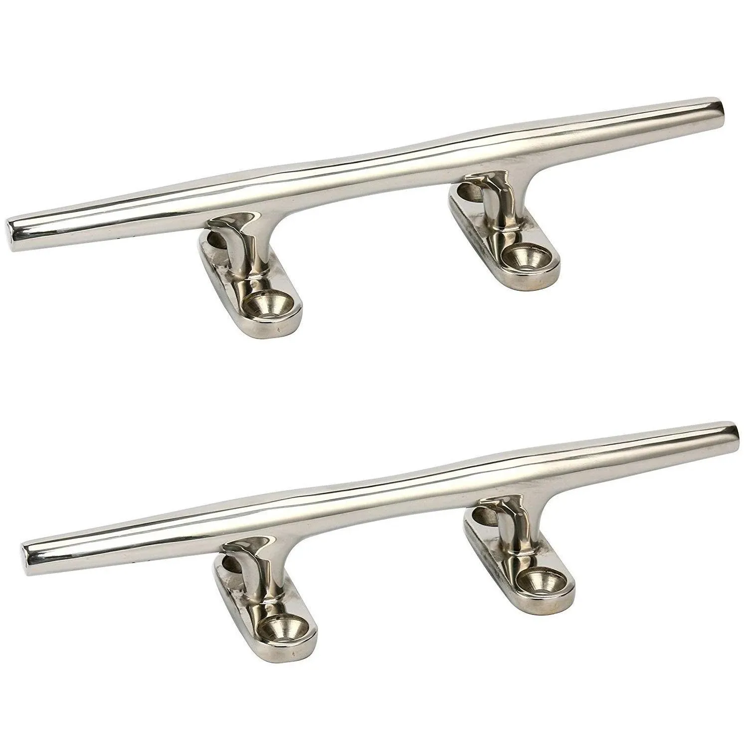 Amarine Made Set of 2 Stainless Steel Open Base Cleat-8 Inch Boat Cleats,Rope Cleat,Boat Dock Cleats - Ideal for Marine, Deck,Nautical Decor,Cabinet Pull/Towel Hook/Coat Hanger