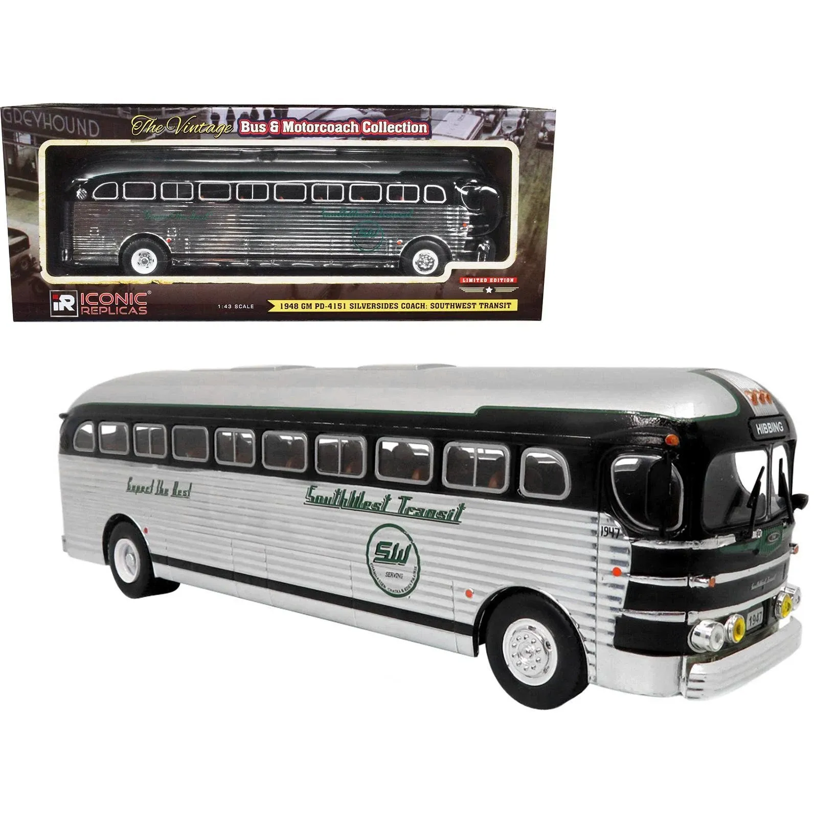 1948 GM PD-4151 Silversides Coach Bus Southwest Transit: Expect The Best 1/43 Diecast Model by Iconic Replicas