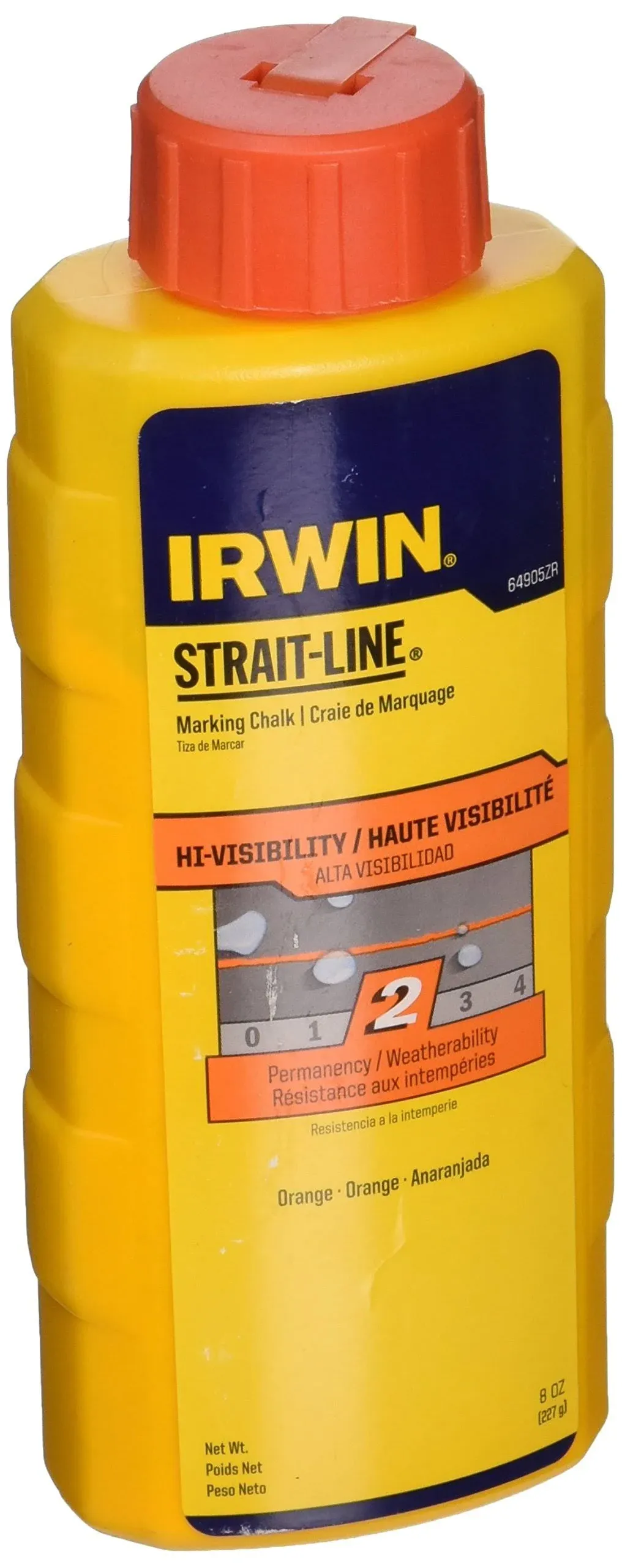 IRWIN Tools STRAIT-LINE High-Visibility Marking Chalk, 8-ounce, Orange (64905ZR), Pack of 1