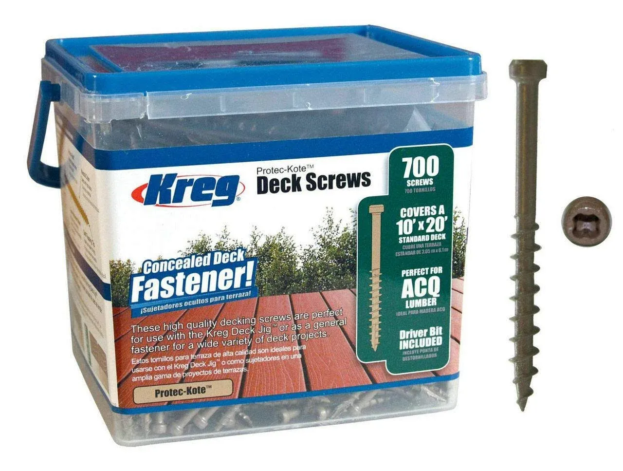 Kreg SDK-C2W-700 Protec Kote Deck Screws 2-Inch, #8 Coarse Thread, Compact Head (700 Count)