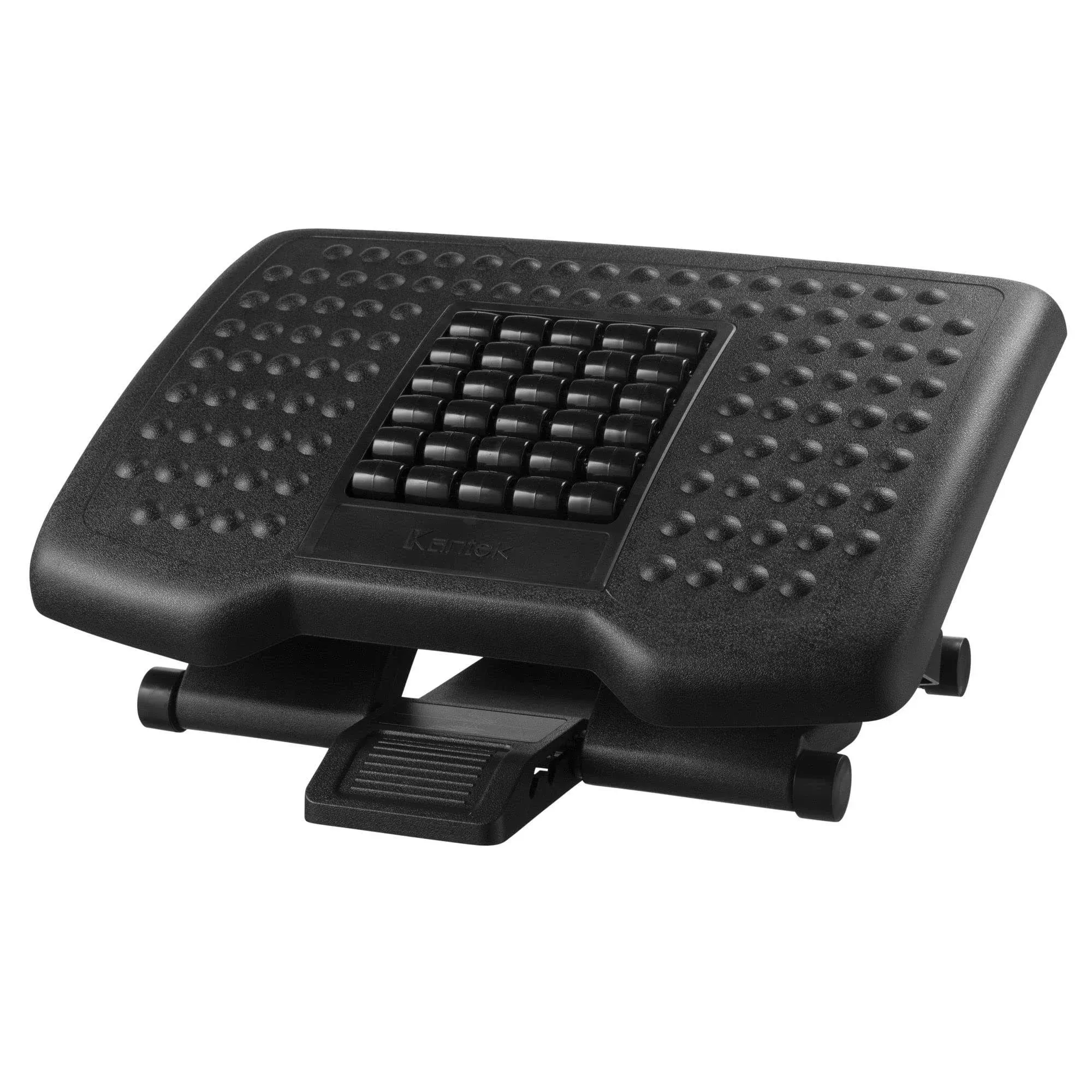 Kantek Premium Adjustable Footrest with Rollers, Plastic, 18w x 13d x 4 to 6.5h, Black