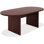 Lorell Chateau Series 6\' Oval Conference Table - 70.9" x 35.4"30" Table, 1.5" Top - Reeded Edge - Material: P2 Particleboard - Finish: Mahogany Laminate - Durable, Modesty Panel - For Meeting