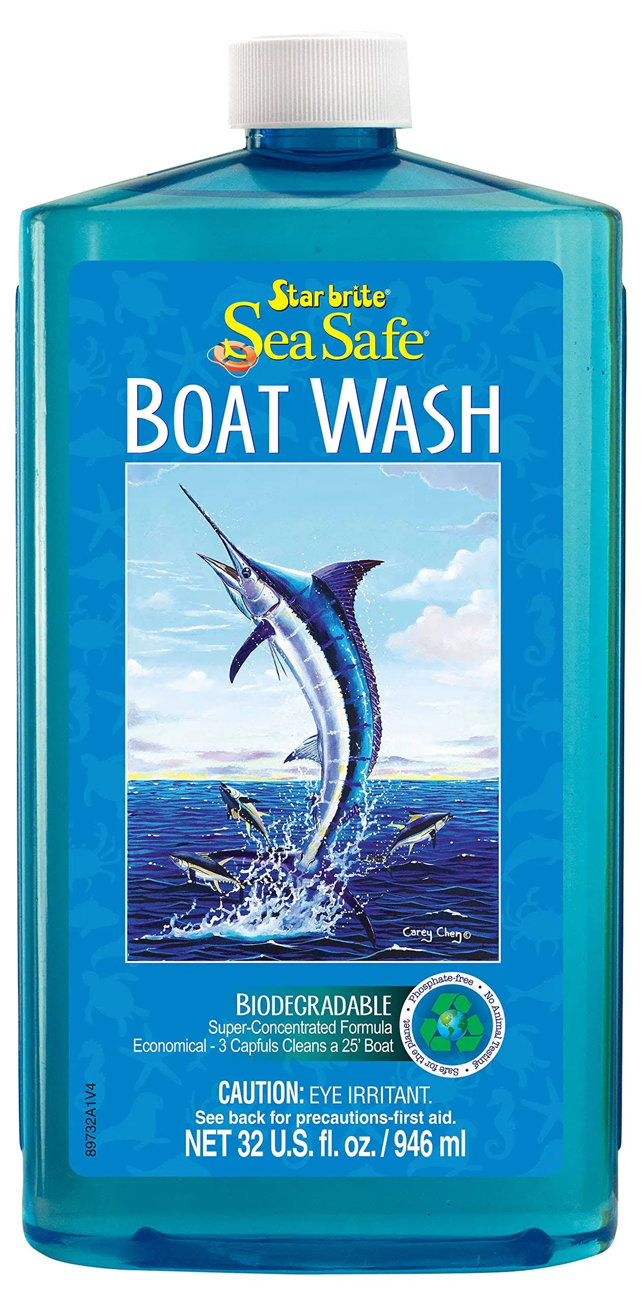 STAR BRITE Sea Safe Boat Wash - Super Concentrated - Instantly Remove Dirt, Grime, Salt Deposits & More Without Removing Wax or Polish 32 Oz (089732PW)