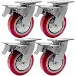 FactorDuty 8" X 2" Heavy Duty Caster Set of 4 Swivel Caster Wheels Polyurethane On Polyolefin Industrial Grade Premium Quality 4000lbs Total Capacity