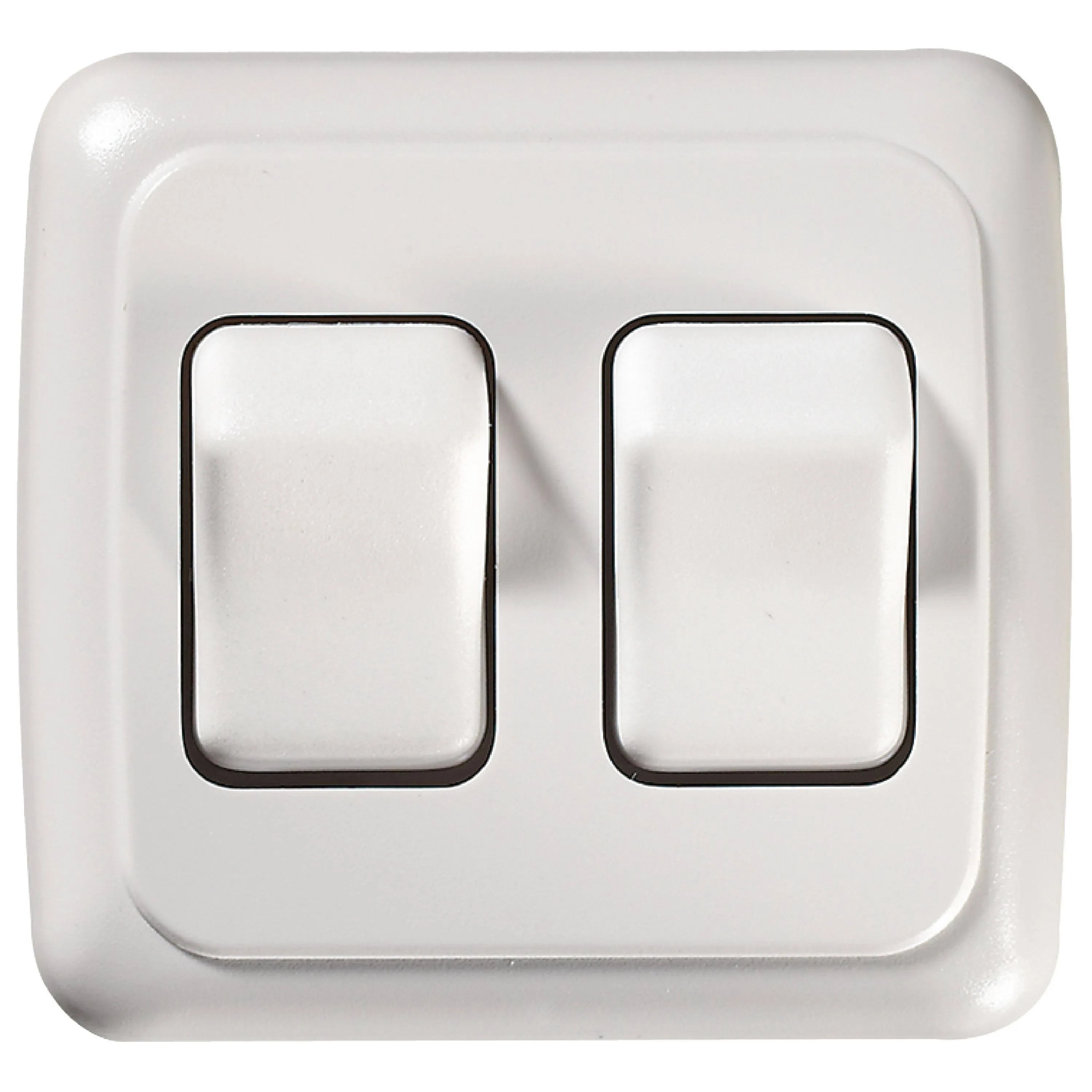 RV Designer S533, Contoured Wall Switch, Includes Base and Bezel, On / Off, Double, White, DC Electrical