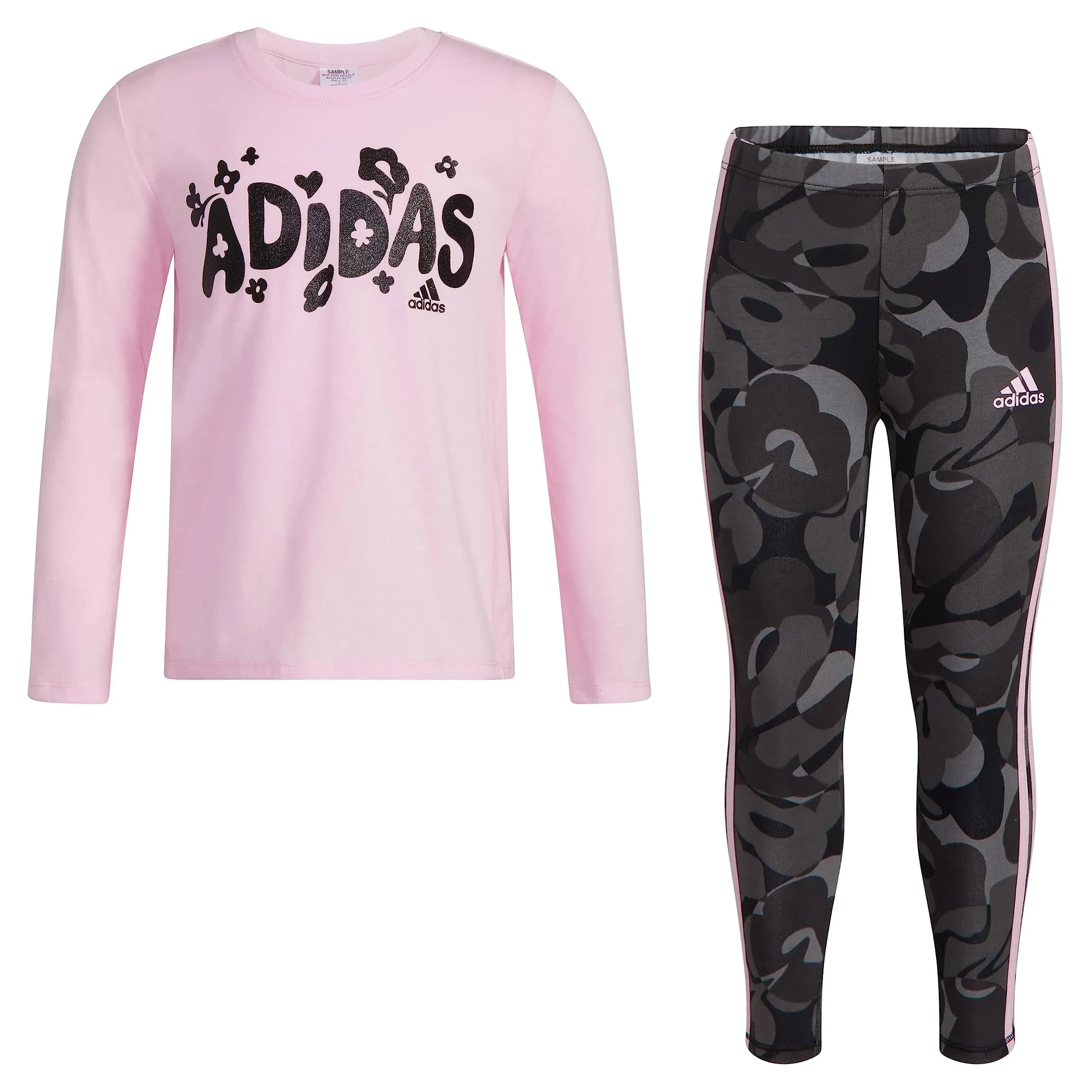 Adidas Girls 2-Piece Long Sleeve Swing Tee & Printed Legging Set