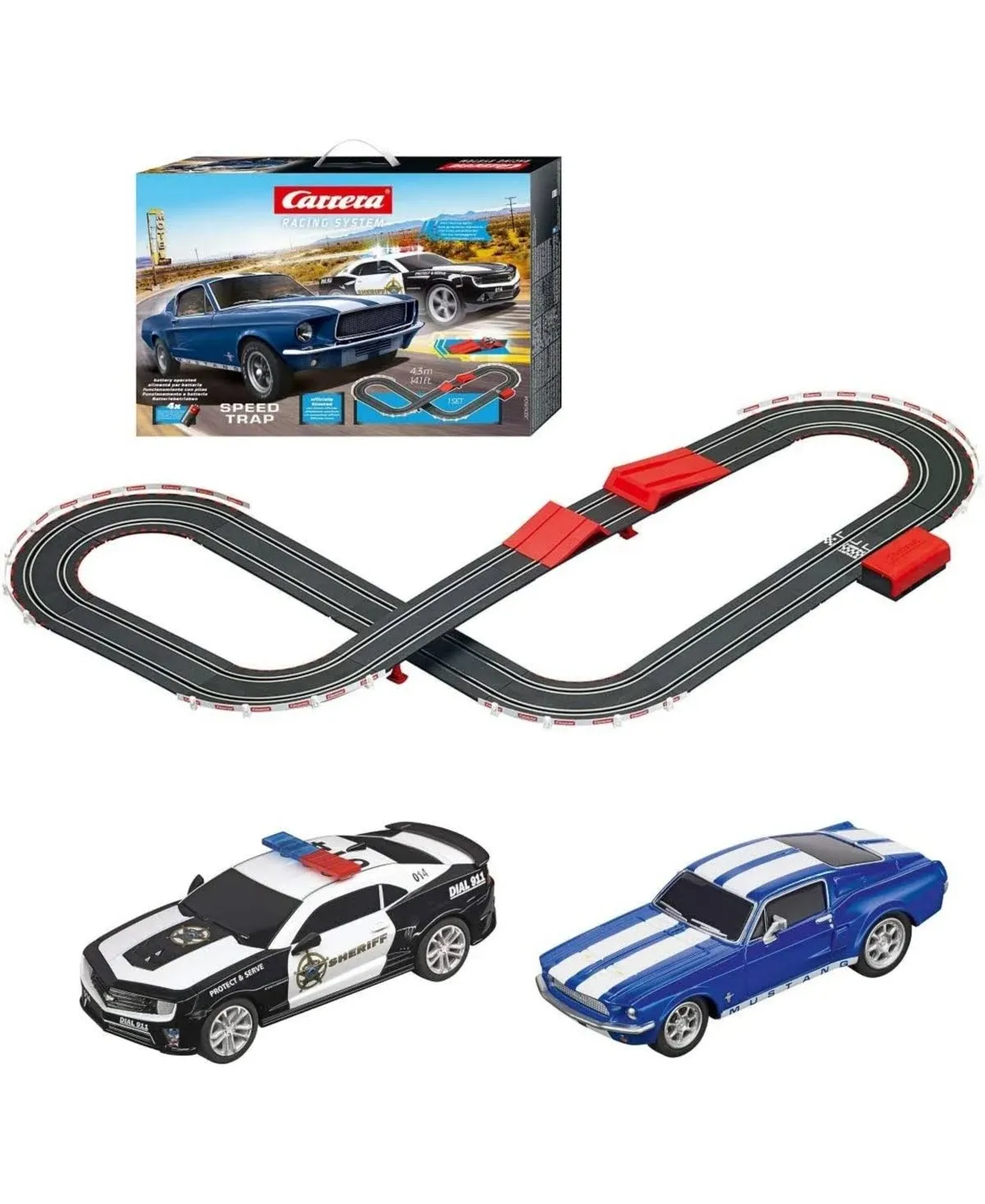 Carrera 63504 Speed Trap Battery Operated 1:43 Scale Slot Car Racing Track Set