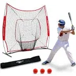 5x5 Baseball / Softball Net w/ 3 Weighted Balls & Strike Zone Target | Rukket