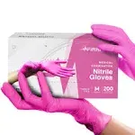 Fifth Pulse Nitrile Exam Latex Free & Powder Free Gloves - Fuchsia - Box of 50 Gloves (Medium)