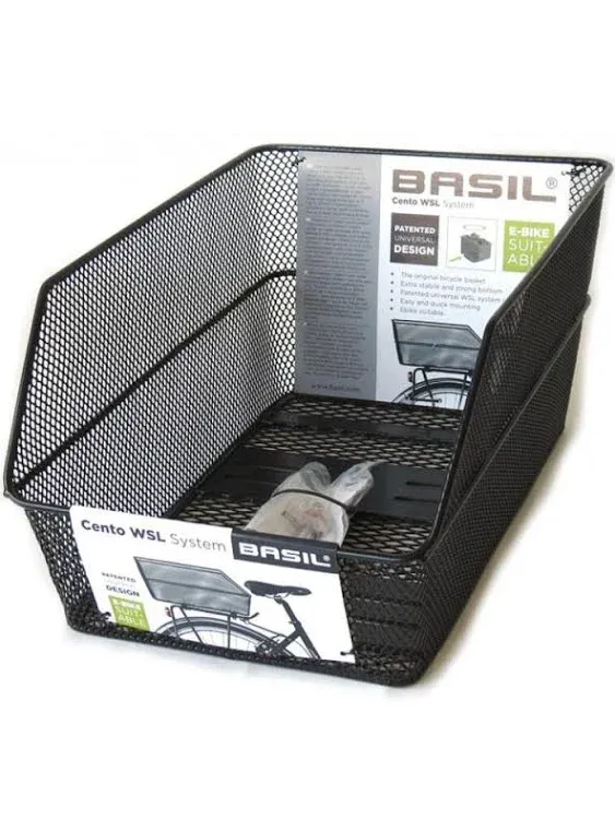 Basil Cento WSL Rear Basket - Black