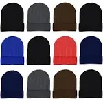 12 Pack Winter Beanie Hats for Men Women, Warm Cozy Knitted Cuffed Skull Cap, Wholesale