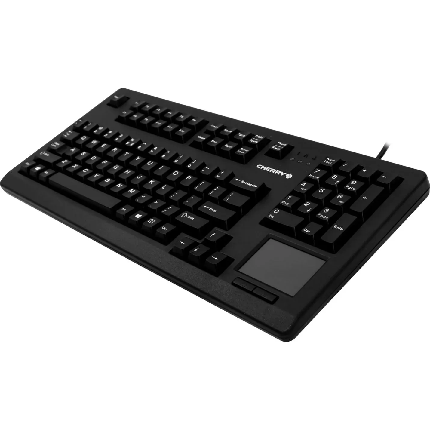 Cherry Compact QWERTY Mechnical USB Keyboard with Touchpad - 104 Keys, 16" Wide, Black (G80-11900LUMEU-2)