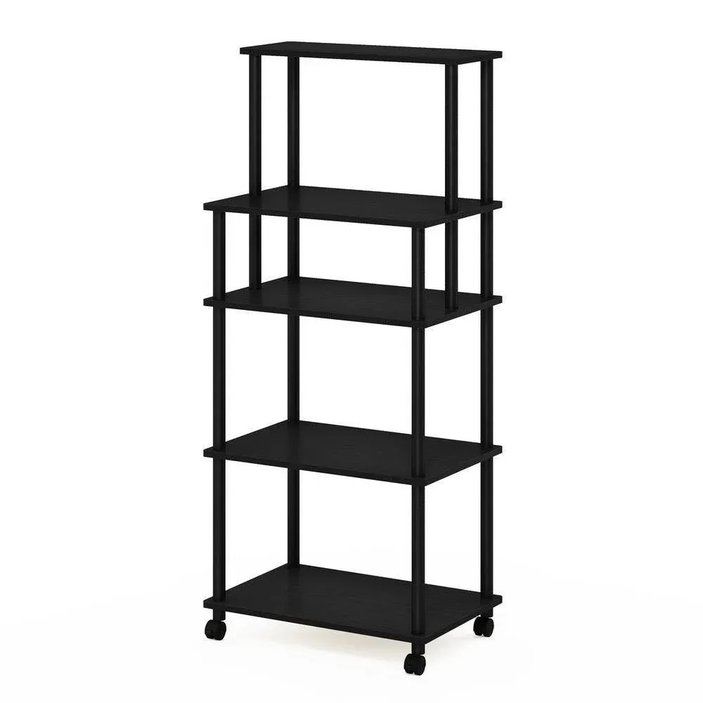 Furinno Turn-N-Tube 5-Tier Toolless Multipurpose Printer Stand Display Storage Shelf with Wheels