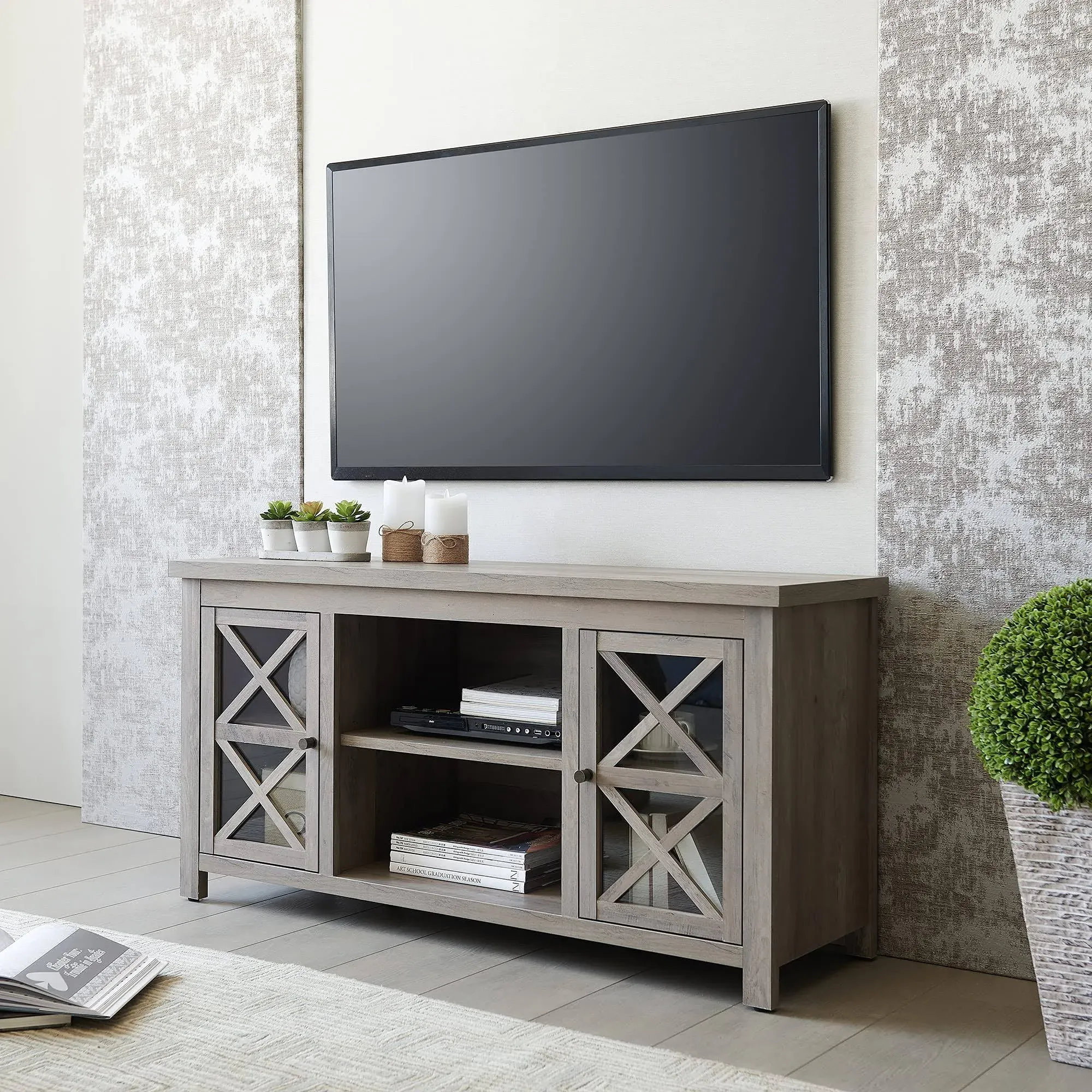 Colton Farmhouse Gray Oak TV Stand