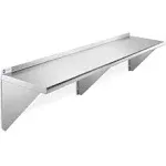 GRIDMANN 18" x 72" Stainless Steel Kitchen Wall Mount Shelf with Backsplash 