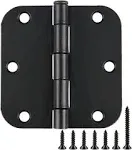 Rounded Door Hinges 3-1/2" x 3.5 inch, 5/8 Radius, Matte Black 3 ½ Inch 24 Pack