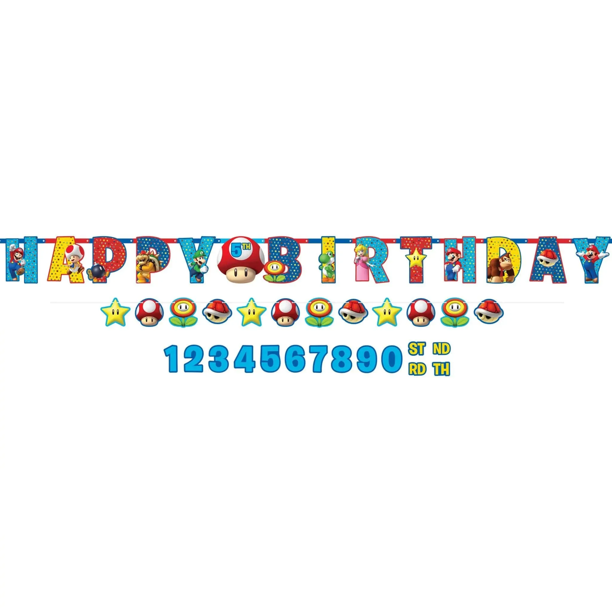 Super Mario Birthday Party Jumbo Banner Kit 2020 Nintendo New Letter Banner