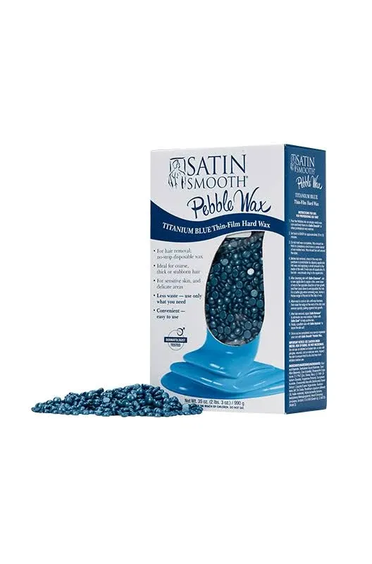 Satin Smooth Pebble Wax Titanium Blue Thin-Film Hard Wax 35 oz Hair Removal