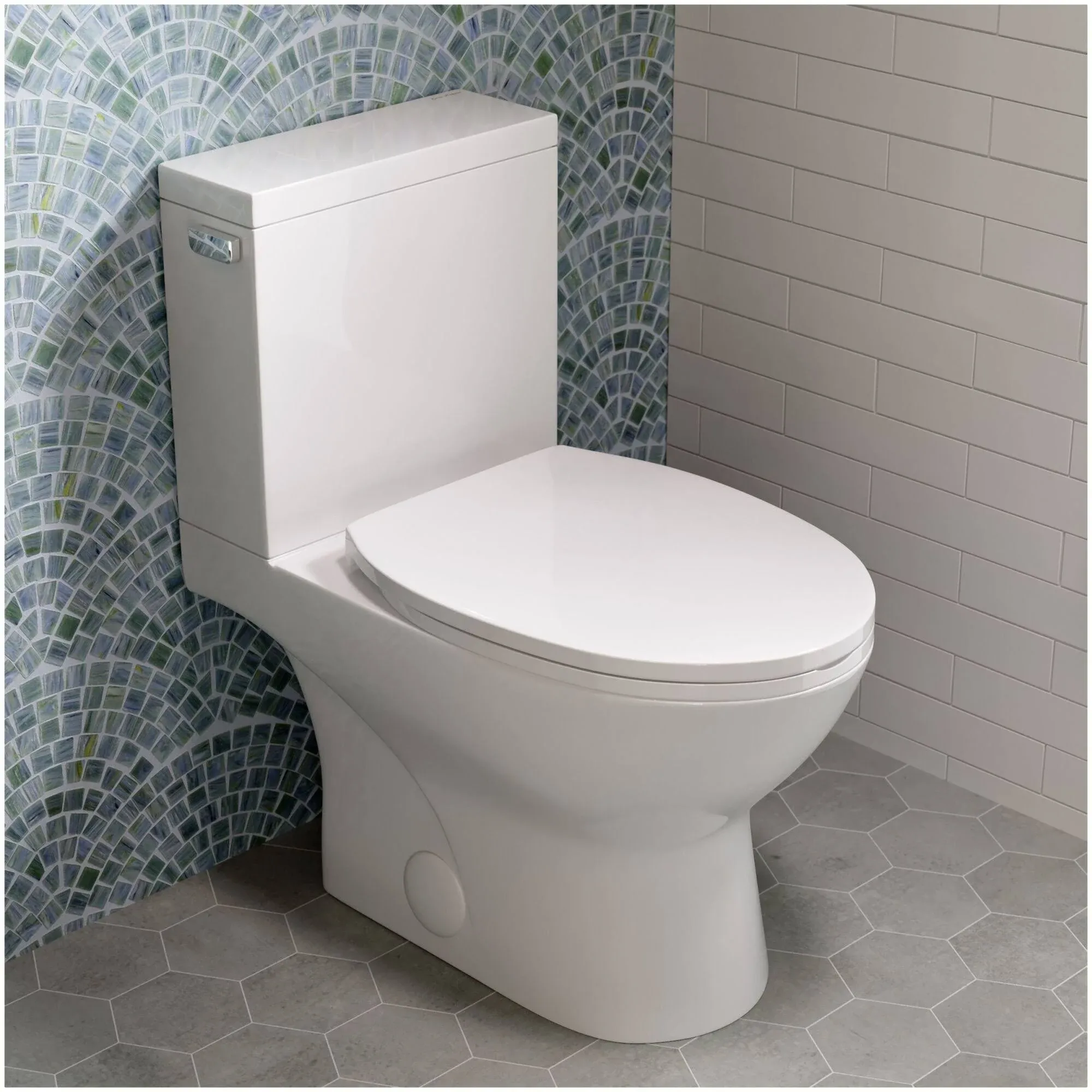 Swiss Madison Cache Two Piece Elongated Toilet Left Side Flush 1.6 GPF