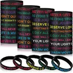 60 Pieces Motivational Quote Rubber Wristbands Colored Inspirational Silicone Bracelets Stretch Unisex Wristbands for Women Men Gifts, 20 Styles (Dark Colors)