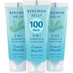 Bergman Kelly - Travel Size 2 in 1 Shampoo & Conditioner - 1 fl oz, 100 PK, Tropical Waterfall - Delight Your Guests w/Invigorating & Refreshing Shampoo Amenities - Small Hotel Toiletries in Bulk