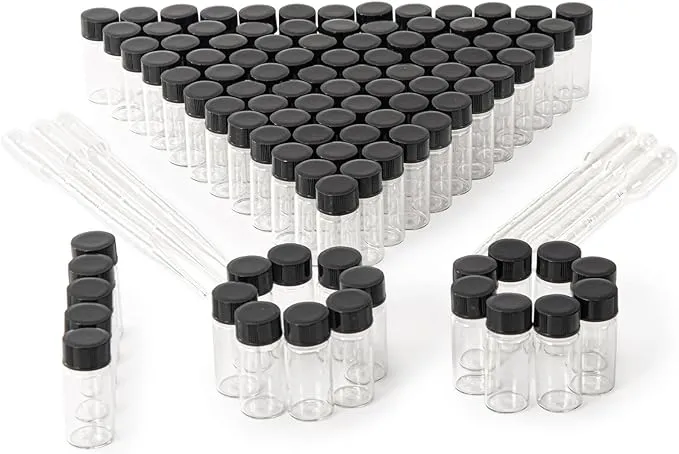 10ml Clear Small Glass Vials 50pcs with Screw Caps(50pcs)