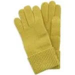 Portolano Women's Ribbed Cuff Cashmere Gloves - Sulfur