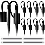 12 Pack of 5&#034; Secure Counter Pens, Black with Plastic Secure Cord Attached To 12