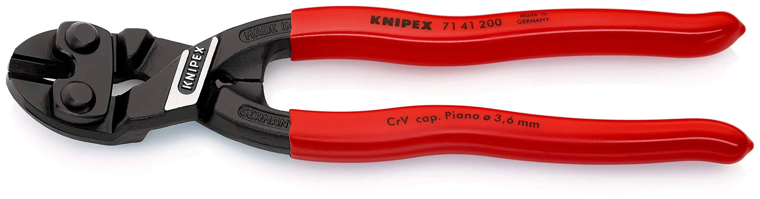 Knipex 8" Cobolt Compact Bolt Cutters 20 Degree Angled Recessed Blade - Plastic Grip