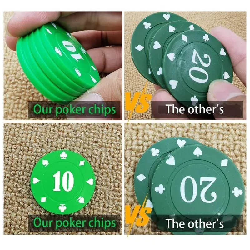 Plastic Poker Chips Set with Storage Box,Denomination Printed Casino Style Chip for Texas Home Game Holdem Poker Nights,Blackjack,Roulette Games