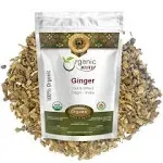 Organic Way Premium Dried Ginger Root Cut & Sifted (Zingiber Officinale) - Organic & Kosher Certified | Raw, Vegan, Non GMO & Gluten Free | USDA