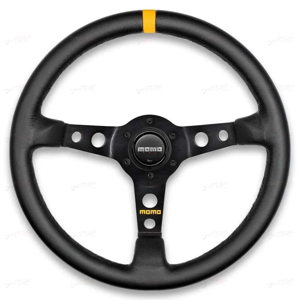 Momo MOD07 Steering Wheel 350 mm - Black Leather/Black Spokes/1 Stripe